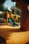 Colourful children\\\'s playground in park, created using generative ai technology