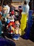 Colourful china figurines on a Motueka market stall. New Zealand