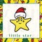 Colourful Christmas flashcard for kids. Introducing Xmas elements to children. Xmas little star flashcard