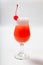 Colourful coctail with cherry on the black background