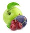 Colourful composition with apple, plum and cherry isolated on a white background with clipping path.