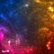 Colourful Cosmic background with nebula and bright stars.Vector illustration.