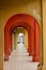 Colourful covered arched sidewalk