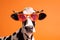 colourful cow animal head cute portrait funny face sunglasses character. Generative AI.