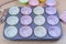 Colourful cupcake liners placed in a baking tray