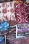 Colourful cushions on display for sale in a traditional Turkish Bazaar.