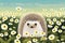 Colourful cute hedghog in a wild flower medow Generative AI Illustration