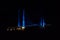 Colourful Dobra Chanti hanging bridge over Tehri Lake. Night view of Dobra-Chanti bridge. The 725-metre long Dobra Chanti