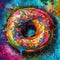 Colourful Donut in Pop Art Style Street Food