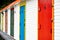 Colourful doors along a boat shed building near the harbour in Dildo Newfoundland Canada