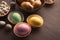 Colourful easter eggs in paper mold