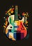 Colourful Electric Guitar Generative AI Illustration