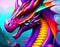 colourful fantasy dragon illustration. AI Generated