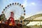 Colourful ferris wheel carriages