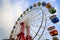 Colourful ferris wheel carriages