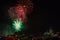 Colourful firework in front of the cathedral of Cologne