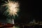 Colourful firework in front of the cathedral of Cologne