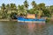 Colourful fishing boat, backwaters, Kerala, India