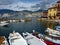 Colourful fishing boats in Malcesine harbour