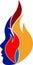 Colourful flame face logo