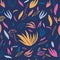 Colourful floral seamless pattern with isolated leaf