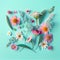 Colourful Flower Flat lay Generative AI Illustration