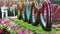 Colourful flowers designed in heart shape in Miracle garden,Dubai