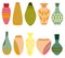 Colourful Flowers and plants in Vases. Vector Illustration