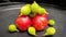 Colourful food isolated on background