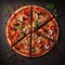 Colourful Fresh Cut Pizza Generative AI Illustration