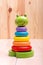 A colourful frog pyramid with circles