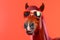 colourful fun goggles sunglasses smile portrait funny background animal beauty horse. Generative AI.