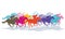 Colourful galloping horses