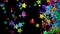Colourful glass stars on the dark background