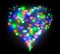 Colourful glitter formed a heart, bokeh in a shape of a heart