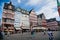 Colourful Half-timbered houses of Romer Square, old town square romerberg, Altstadt, Timber framed historical building,
