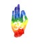 Colourful hand with Om symbol