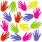 Colourful Hand Prints Background Pattern