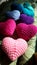 Colourful handmade hearts