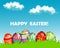 Colourful Happy Easter greeting card design