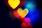 Colourful heart bokeh background