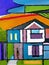 Colourful impressionist oil painting of a house.