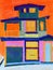 Colourful impressionist oil painting of a house.