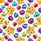 Colourful Jelly Characters with Emotions. Vector Illustration Pattern