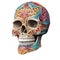 Colourful Kirigami style human skeleton head