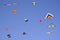 Colourful kites in sky