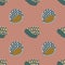 Colourful knitted beanies seamless pattern on dusty pink background