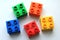 Colourful LEGO blocks on white background