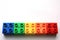 Colourful LEGO blocks on white background