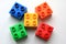 Colourful LEGO blocks on white background